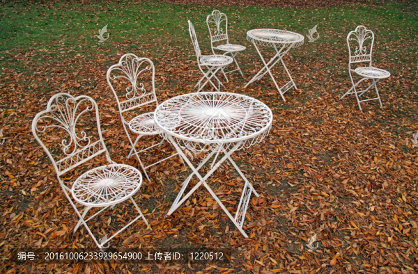 白色的花園家具