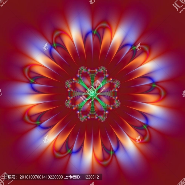 計(jì)算機(jī)生成的在一個(gè)深紅色背景的花環(huán)設(shè)計(jì)分形圖像。