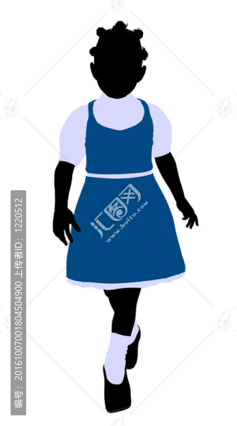 非洲裔女孩插畫(huà)剪影