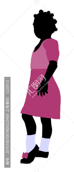 非洲裔女孩插畫剪影