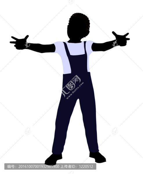 非洲裔男孩插畫剪影