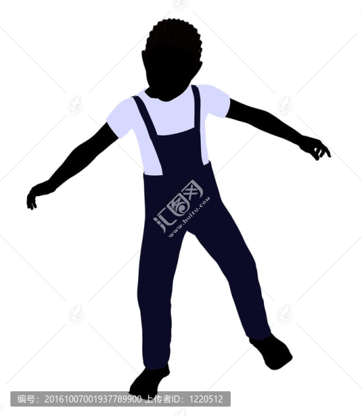 非洲裔男孩插畫剪影