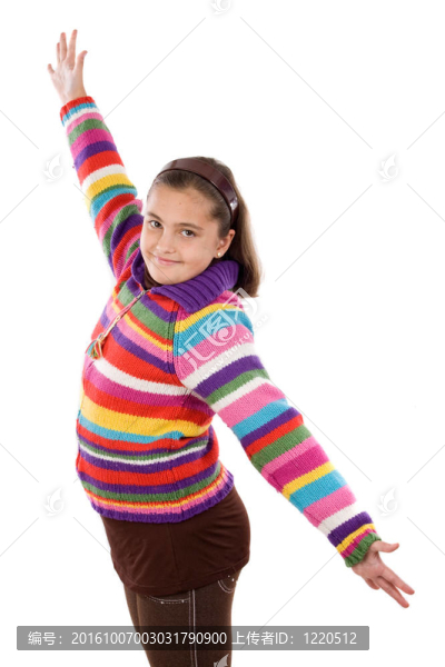 愛玩的女孩伸出