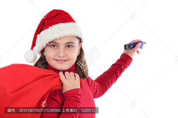 帶圣誕帽的漂亮女孩