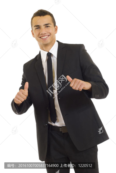 年輕的商人豎起大拇指