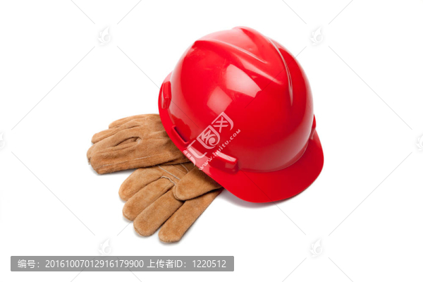 紅色硬帽子和白手套