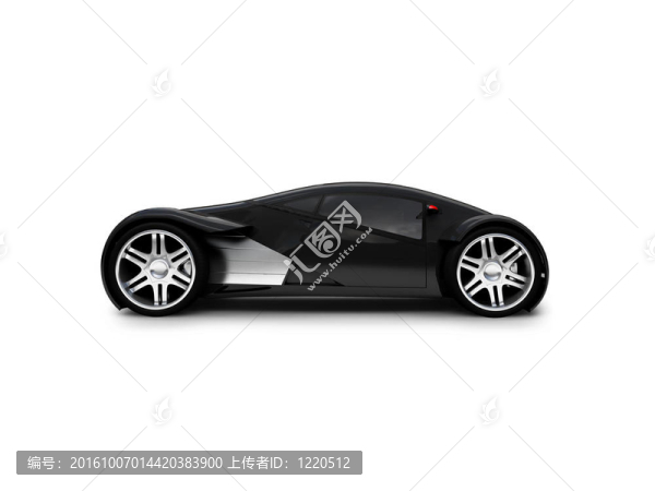 孤立的黑色超級汽車側(cè)面視圖