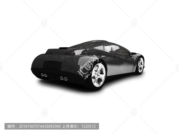 孤立的黑色超級(jí)汽車倒車視圖01
