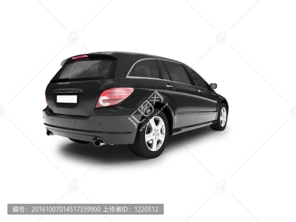 孤立的黑色轎車后視圖