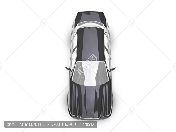 隔離的黑色轎車頂部視圖