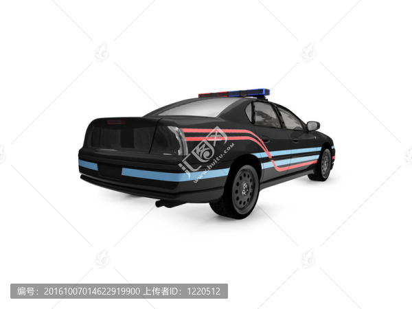 隔離的黑色警車倒車視圖01