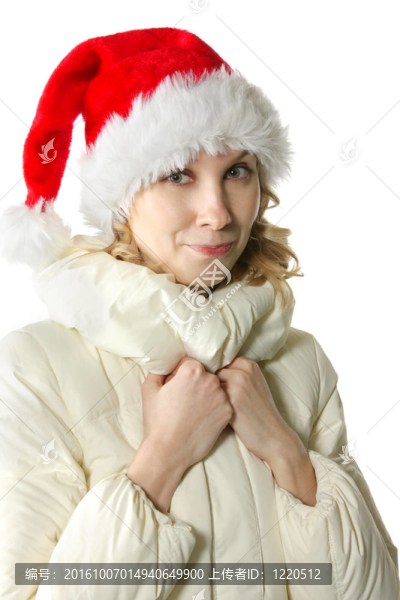 Santa帽冬姑娘