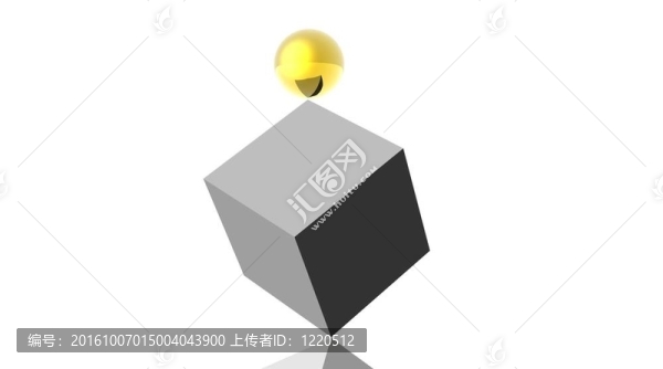 立方體上的金球