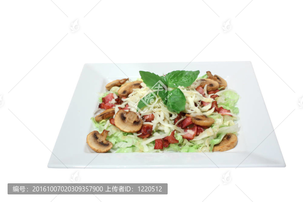 新鮮蘑菇沙拉；芝士和培根