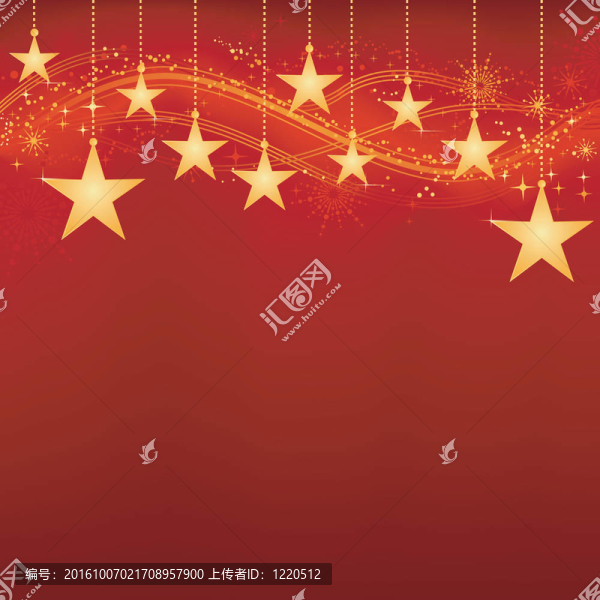 金色的星星掛在紅色背景與grunge元素