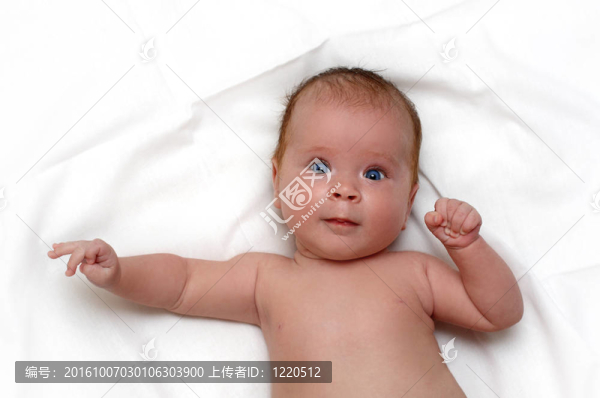 白色床單上的嬰兒