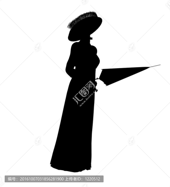 女性維多利亞插畫剪影