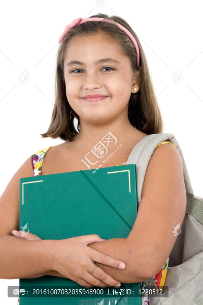 帶文件夾和背包的非洲女孩