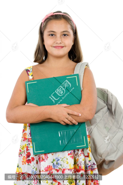帶文件夾和背包的非洲女孩