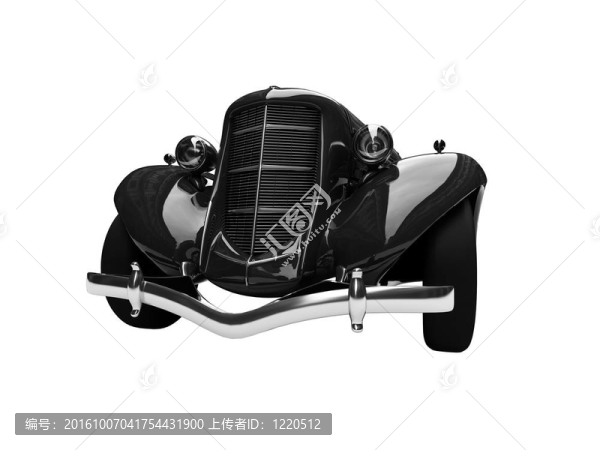 分離的復(fù)古黑色轎車(chē)前視圖03