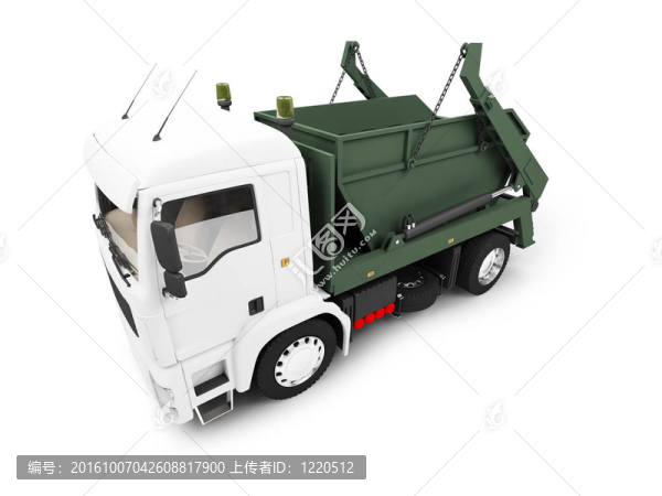 白色背景下的垃圾車