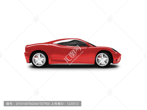 孤立的紅色超級(jí)汽車側(cè)面視圖