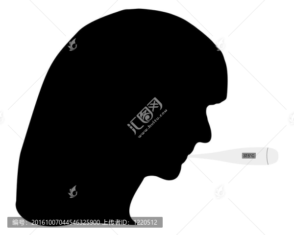 她嘴里帶著體溫計(jì)的婦女