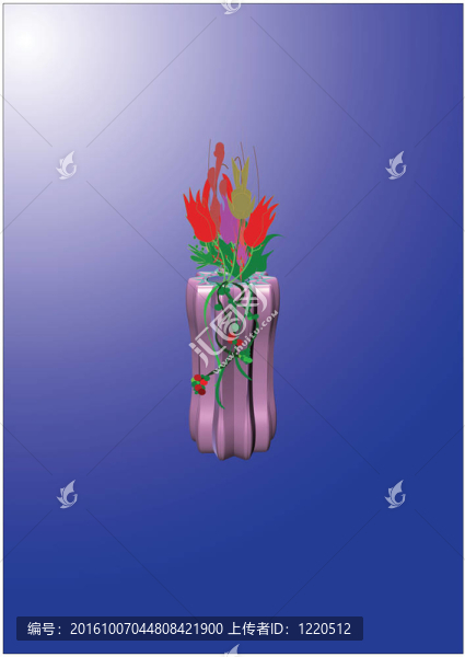 3D花瓶上的花
