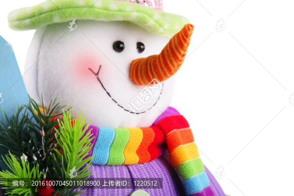 白色背景下的圣誕雪人