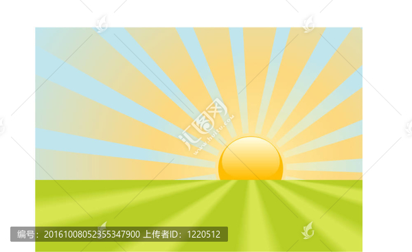 明亮的黃色日出光線照耀地球場景