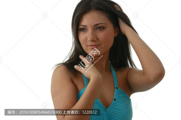 年輕美麗的畫(huà)像；迷人的黑發(fā)；
