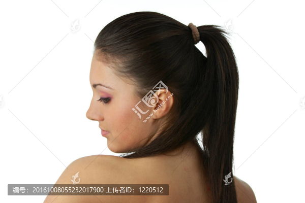 美麗的女孩與粉紅色化妝肖像