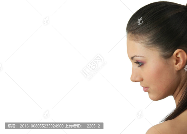 美麗的女孩與粉紅色化妝肖像