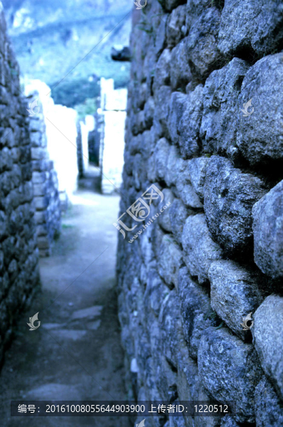 在馬丘比丘印加遺址的住宅廢墟墻（圣谷）；秘魯