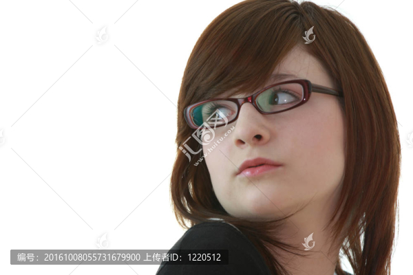 戴眼鏡的年輕女青年肖像