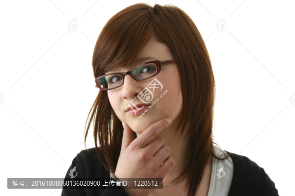 戴眼鏡的年輕女青年肖像
