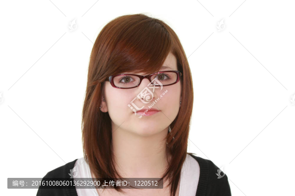戴眼鏡的年輕女青年肖像
