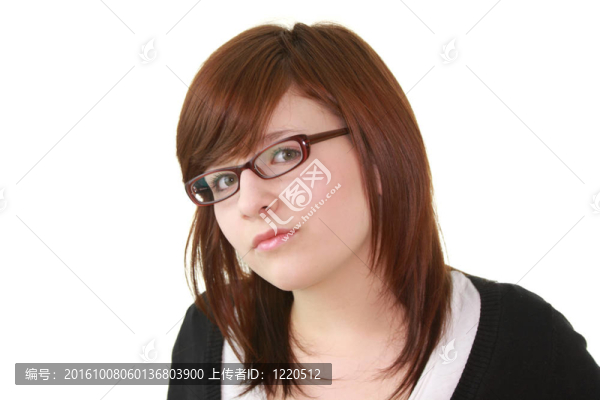 戴眼鏡的年輕女青年肖像