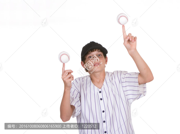 男孩平衡棒球