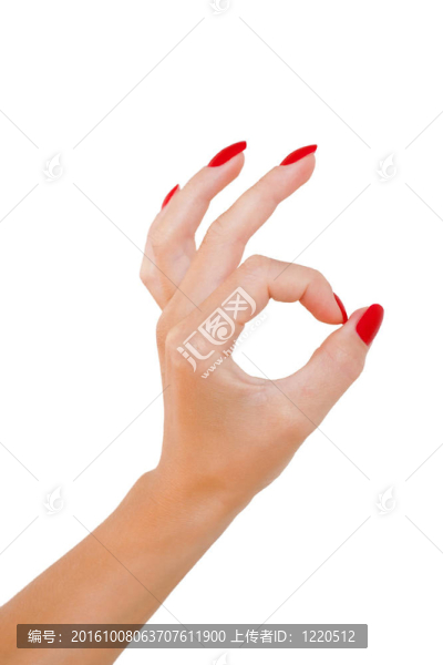 好的標(biāo)志。女人的手