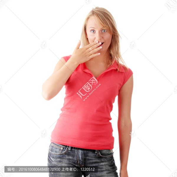 不經(jīng)意的白種金發(fā)女人驚訝