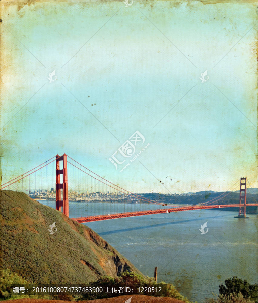 在一個(gè)垃圾背景金門大橋