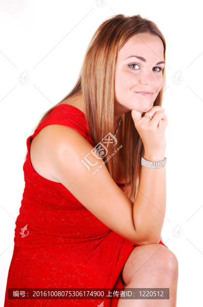 穿紅裙子的漂亮女孩。