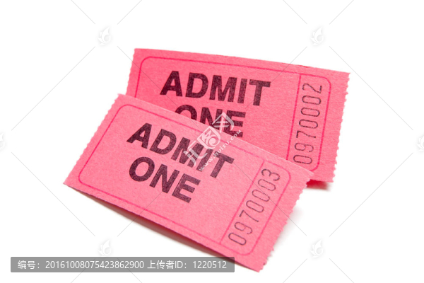 兩張白色的粉紅色的入場券-匯圖網(wǎng) www.fosd68.com 兩張白色的粉紅色的入場券