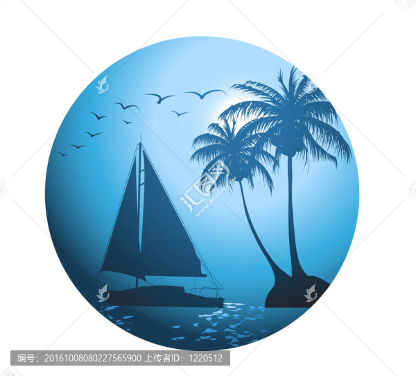 棕櫚樹和游艇的夏季背景