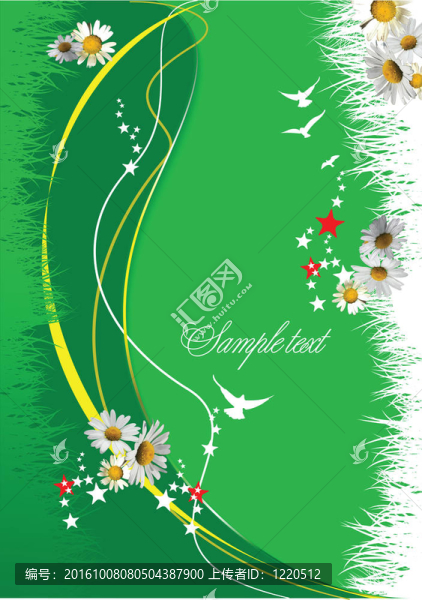 綠色花卉背景。插畫