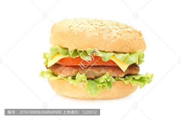 白色背景上隔離的漢堡包