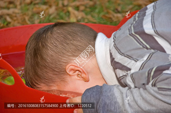 小男孩咬蘋果