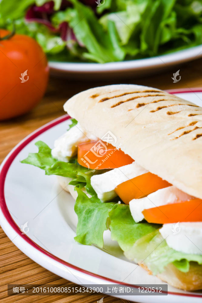 Mozzarella和番茄三明治