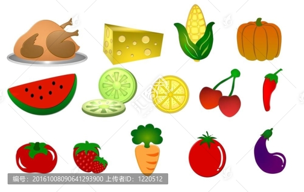 白色背景上食物符號的插圖